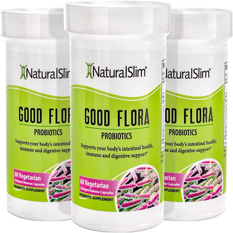 Naturalslim Good Flora 3-Pack - Probiotic Supplement for Digestive Health - 60 Capsules