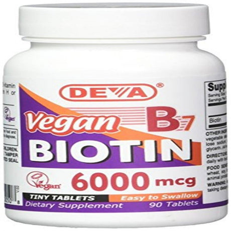 Deva Vegan Vitamins - Vegan Biotin 6000 Mcg - 90 Tablets