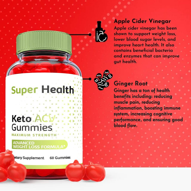 (1 Pack) Super Health Keto ACV Gummies - Supplement for Weight Loss - Energy & Focus Boosting Dietary Supplements for Weight Management & Metabolism - Fat Burn - 60 Gummies