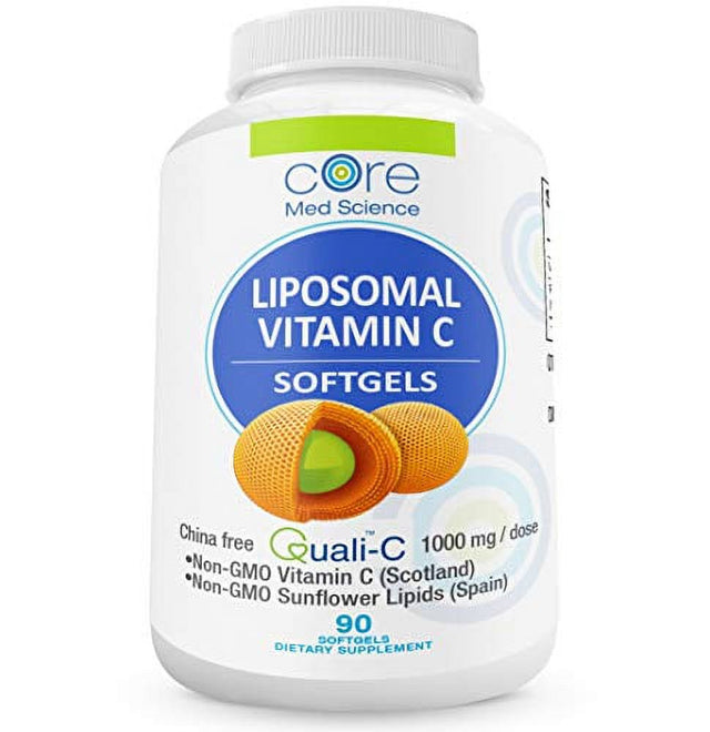 Core Med Liposomal Vitamin C Softgels 1000Mg/Dose - Quali®-C Vitamin C (Scotland) - USA Made - Immunity Support, Collagen Booster Supplement - Non-Gmo Non-Soy ? (1 Month)