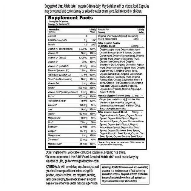 Garden of Life Vitamin Code Raw Prenatal 30 Veg Caps