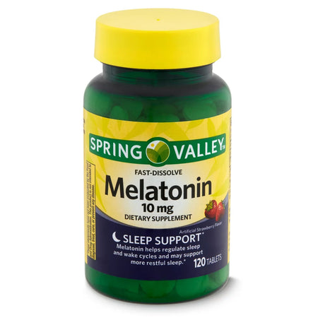 Spring Valley Melatonin Sleep Health Dietary Supplement Tablets, Strawberry, 10 Mg, 120 Count