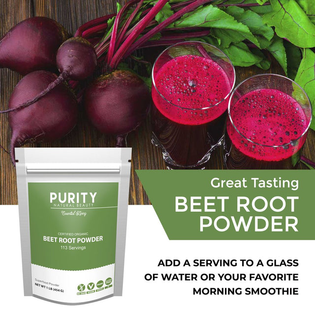 Organic Beet Root Powder - Beetroot Extract - Beet Root Juice Supplements Rich in Nitric Oxides for Energy Booster, Super Beats Flavor for Delicious Smoothie, Vegan Friendly, Water Soluble (Pack of 2)