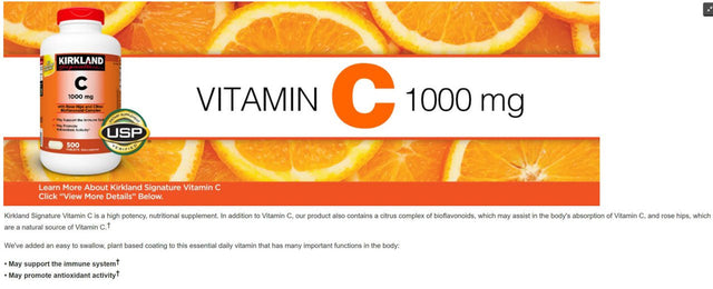 Kirkland Signature Vitamin C 1000 Mg with Rose Hips - 500 Tablet