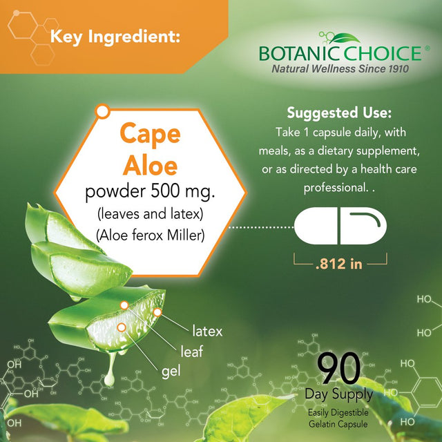 Botanic Choice Aloe Vera 500 Mg. Digestive Herbal Supplement, 90 Capsules