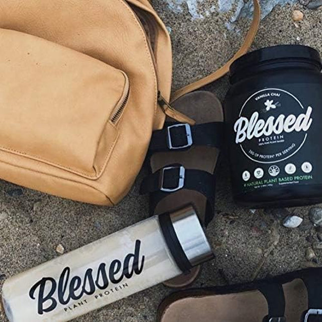 BLESSED Vegan Protein Powder - Plant Based Protein Powder Meal Replacement Protein Shake, 23G of Pea Protein Powder, Dairy Free, Gluten Free, Soy Free, No Sugar Added, 30 Servings (Vanilla Chai)