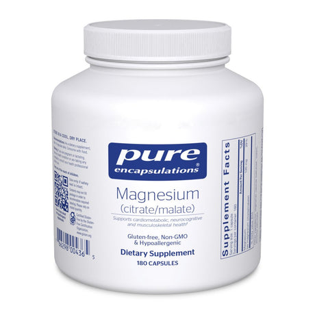 Pure Encapsulations Magnesium (Citrate/Malate) | Supplement to Support Nutrient Utilization, Bones, and Cardiac Health* | 180 Capsules