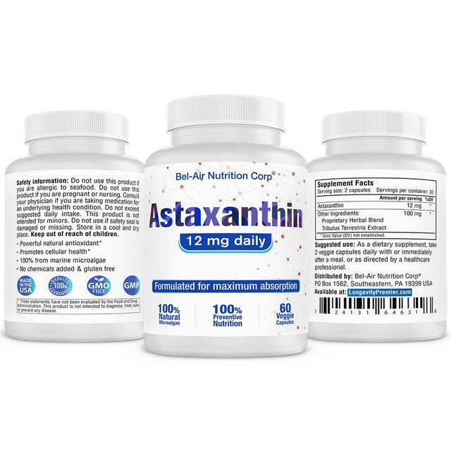 Bel-Air Astaxanthin (12Mg) with Herbal Catalysts