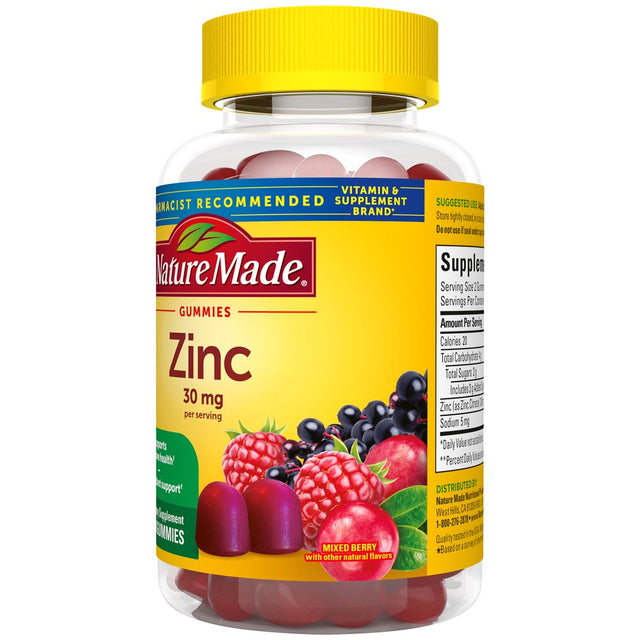 Nature Made Extra Strength Zinc Gummies 30 Mg, Dietary Supplement for Immune Health, 60 Count