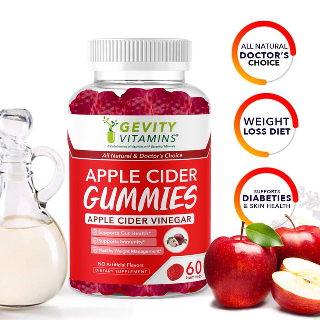 Gevity Vitamins Apple Cider Vinegar Gummies, 60 Gummies, Dietary Supplements