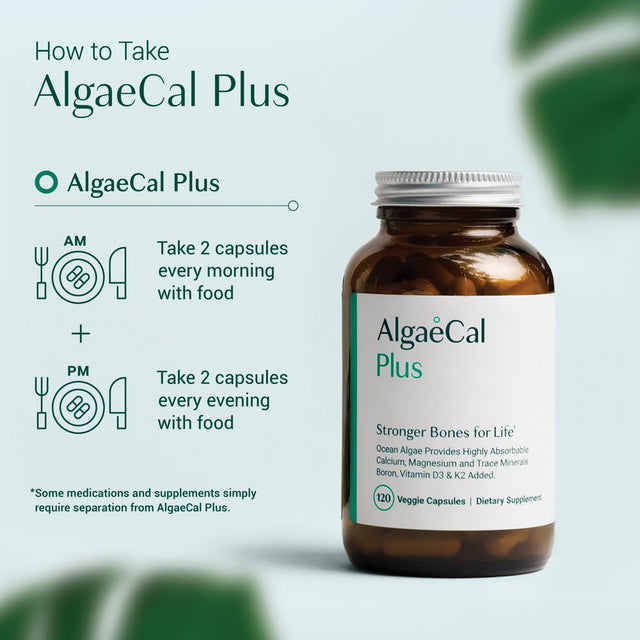 Algaecal plus Plant Based Calcium Supplement with Vitamin D3 & K2,120 Count