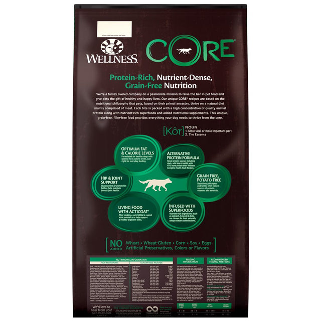 Wellness CORE Natural Grain Free Dry Dog Food, Wild Game Duck, Lamb Meal, Wild Boar & Rabbit, 26-Pound Bag