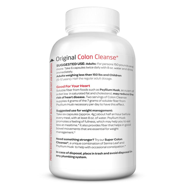 Health plus Original Colon Cleanser Natural Daily Fiber Gluten Free, 200 Ct, 3 Pack