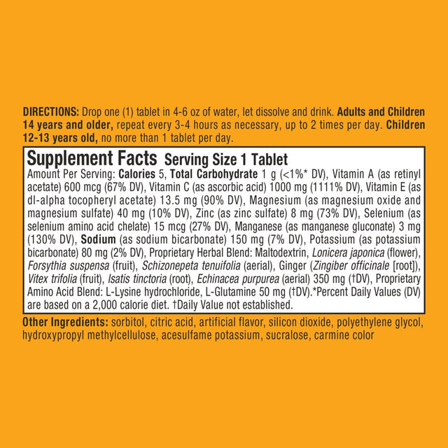 Airborne 1000Mg Vitamin C Immune Support Effervescent Tablets, Very Berry Flavor, 10 Count