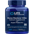 Life Extension Bone Restore Elite with Super Potent K2 - Clinically Studied Vitamin K2 Dose & Calcium, Promotes Bone Health & Density - Gluten-Free, Non-Gmo - 120 Capsules