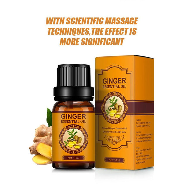 Ginger Essential Oil, Belly Drainage Ginger Oil, Lymphatic Drainage Ginger Oil, Plant Aroma Oil Massage to Promote Blood Circulation, Care for Skin, Fat Burning, Weight Loss