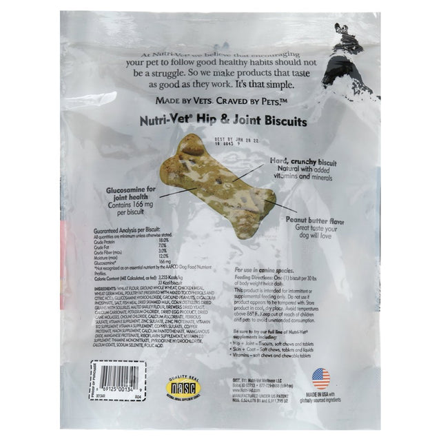 Nutri-Vet Hip & Joint Biscuits for Dogs - Tasty Dog Glucosamine Treat -SMALL Biscuit - 19.5 Oz.