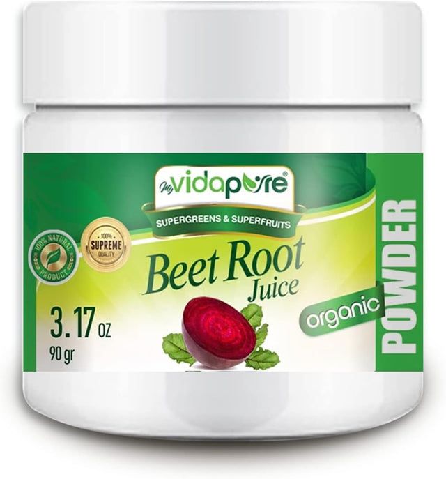 Beet Root Juice Powder Organic Freeze-Dried, Pure Natural RAW Gluten-Free, Non-Gmo. Natural Booster, Superfood Powder for Smoothie, Beverages. 3.17 Oz – 90 Gr. by Myvidapure