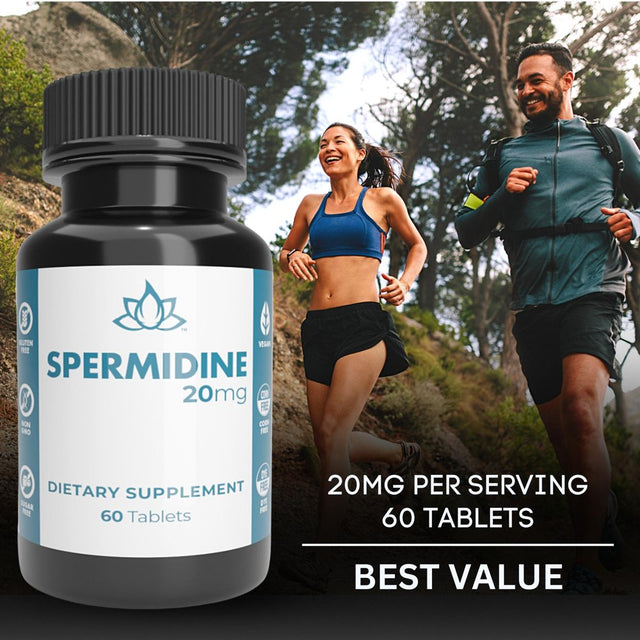 Pure Spermidine 20Mg Supplement - High Potency Fast Absorption - Anti-Aging Fertility and Reproductive Health Support for Men Women - 60 Tablets - Non-Gmo, Gluten-Free | New World Health Brands