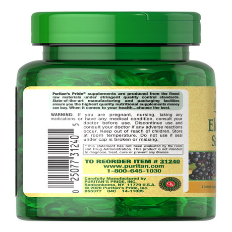 Elderberry Sambucus 1250Mg, 60 Softgels by Puritan'S Pride