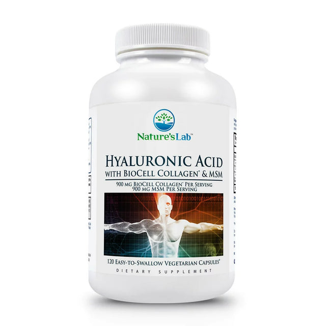 Nature'S Lab Hyaluronic Acid with Biocell Collagen and MSM - 120 Capsules (40 Day Supply) - Skin Hydration, Joint Health*