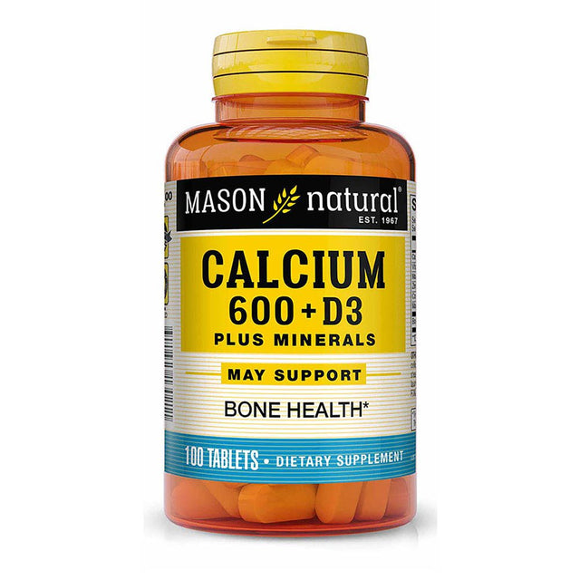 Mason Natural Calcium 600 Mg plus Vitamin D3 with Magnesium, Zinc and Copper - Strengthens Muscle Function, Supports Healthy Bones and Overall Health, 100 Tablets