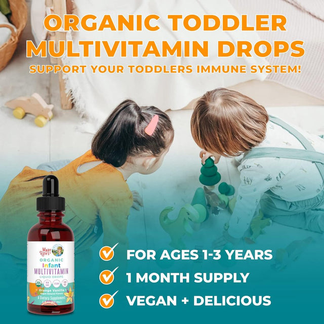 Maryruth'S | Organic Toddler Multivitamin Liquid Drops with Iron | Orange Vanilla | Vegan, Non-Gmo | 2 Fl Oz / 60 Ml | Overall Wellness