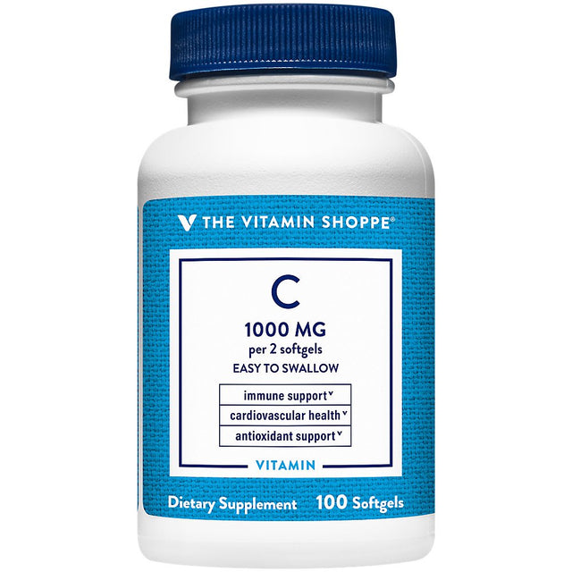 The Vitamin Shoppe Vitamin C 1,000MG, Easy to Swallow, Antioxidant That Supports Immune and Cardiovascular Health (100 Softgels)