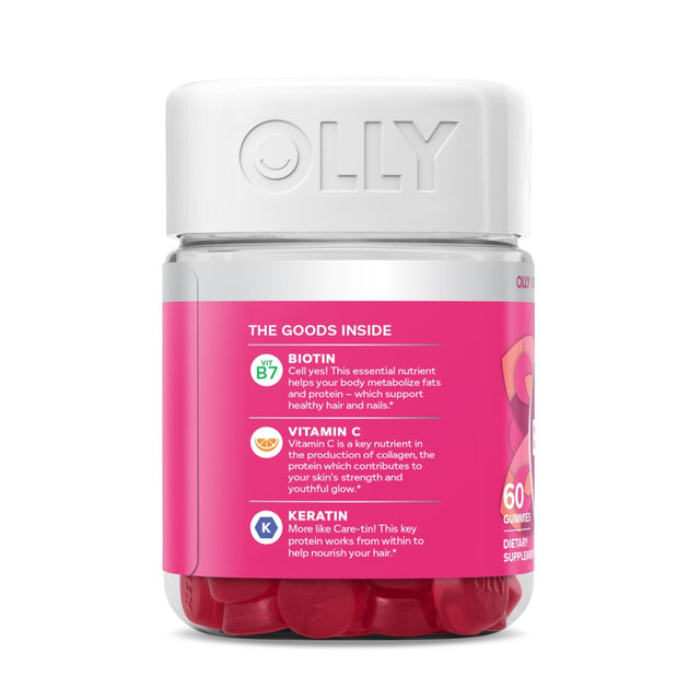 OLLY Undeniable Beauty Gummy, Supplement for Hair, Skin, Nails, Grapefruit, 60 Ct