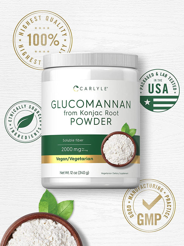 Carlyle Glucomannan Powder 12 Oz | Konjac Powder Supplement | Vegan & Vegetarian | Non-Gmo, Gluten Free