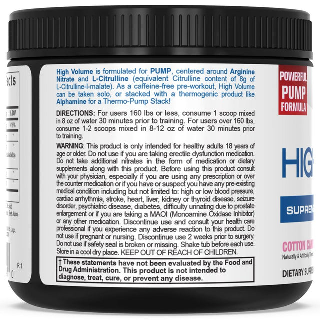 Pescience High Volume, Nitric Oxide Booster, Cotton Candy, 18 Servings