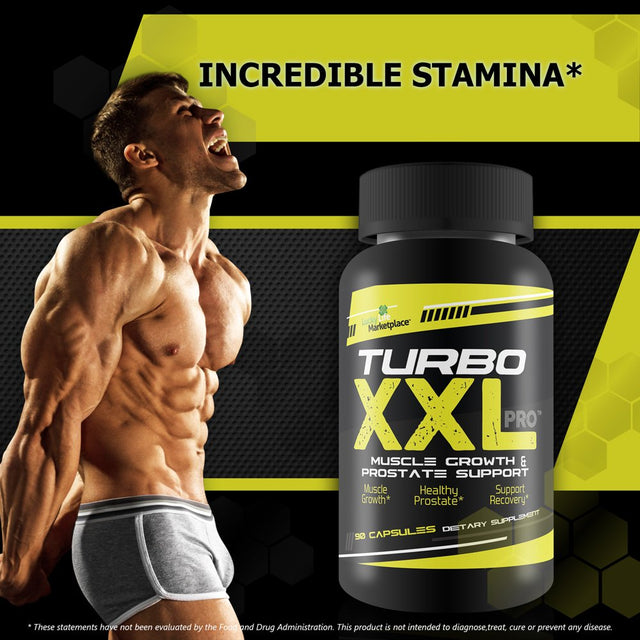 Turbo XXL Pro Muscle Growth & Prostate Support - Support Reduced Inflammation & Healthy Blood Flow - Aid Prostate Health & Muscle Recovery - Multi-Vitamin, Mineral, & Herbal Formula - Maximum Strength