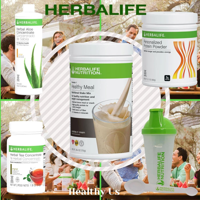 HERBALIFE COMBO FIVE FORMULA 1 Healthy Nutritional Shake Mix (Cookies and Cream 750G)-Herbal ALOE CONCENTRATE PINT 473Ml-Personalized PROTEIN POWDER 360G-Herbal TEA CONCENTRATE 51G with SHAKER CUP and SPOON