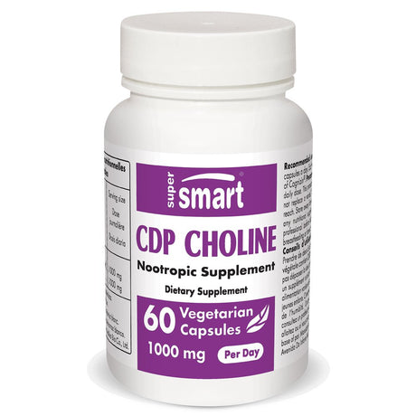 Supersmart - CDP Choline (Citicoline) 1000 Mg per Day - Nootropics Supplement - Dynamic Brain Vitamin - Memory & Focus Suppport | Non-Gmo & Gluten Free - 60 Vegetarian Capsules