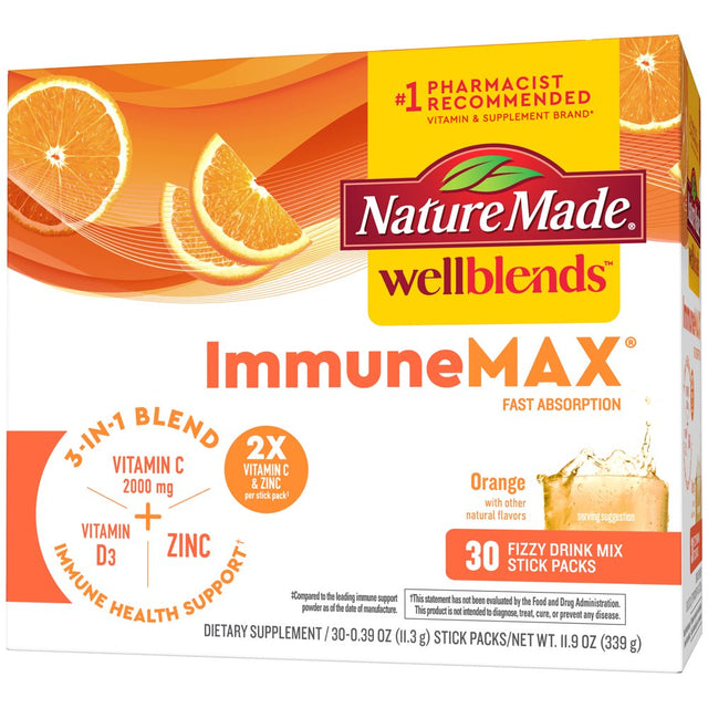 Nature Made Wellblends Immunemax Fizzy Drink Mix, Immune Support Supplement, 30 Count