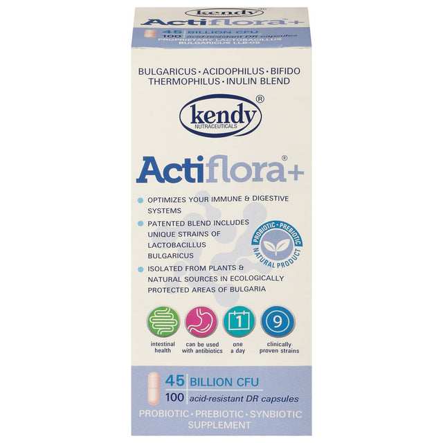 Kendy USA - Probiotic + Prebiotic Actiflora+ for Immune & Digestive Health 45 Billion CFU - 100 Vegetable Capsule(S)