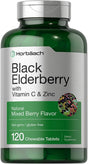 Elderberry, Zinc, Vitamin C Chewable Tablets | 120 Count | by Horbaach