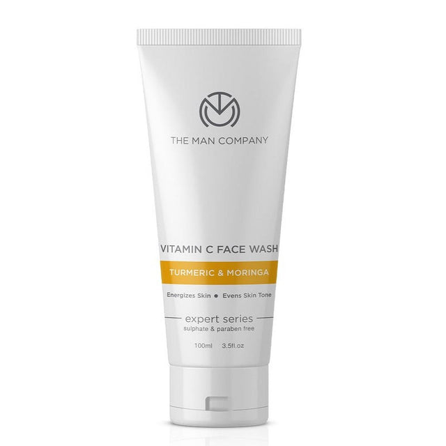 The Man Company Skin Brightening Vitamin C Face Wash with Turmeric and Niacinamide for Clean, Brighten, Soft & Supple Skin I Oil Free Look I Unclog Pores & Instant Glow | Paraben & SLS Free - 100Ml