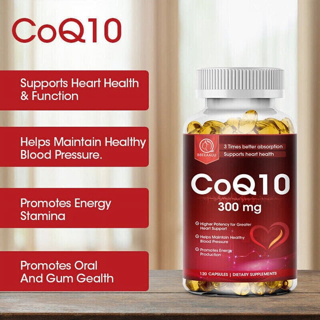 BEAU COQ10 Coenzyme Q10 300Mg Vegetarian Capsule Promotes Cardiovascular Health Heart Health - 120CT