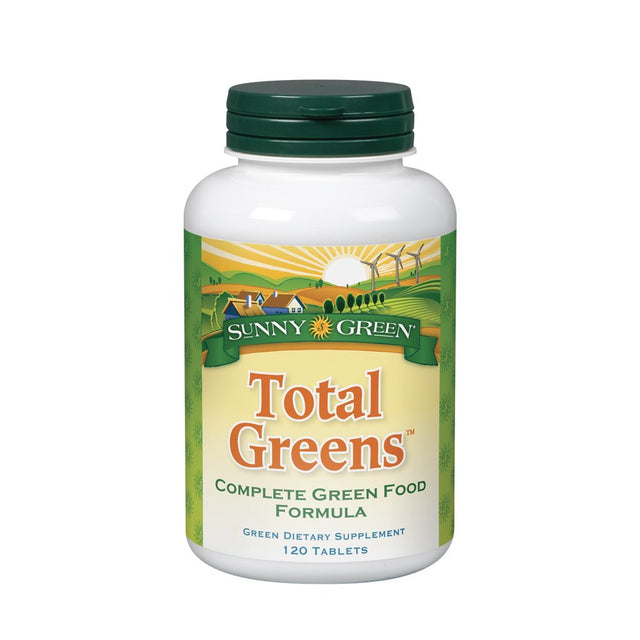 Sunny Greens Total Greens | Green Food Formula | Vitamins, Minerals, Proteins, Fiber & Chlorophyll from Multiple Organic Green Superfoods | 120Ct