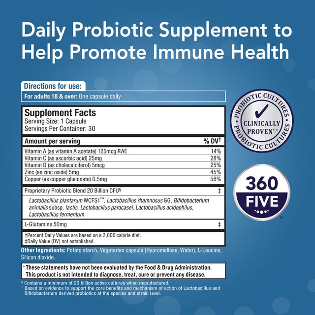 Bio360 Probiotics Immune Health Formula for Immunity & Digestive Support, 30 Ct