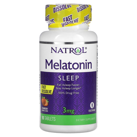 Natrol, Melatonin, Fast Dissolve, Strawberry, 3 Mg, 90 Tablets