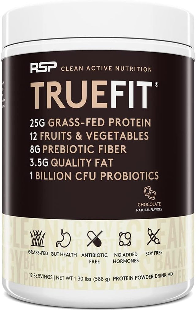 RSP Truefit - Whey Protein Powder Meal Replacement Shake, Grass Fed Whey + Organic Fruits & Veggies, Fiber & Probiotics, Non-Gmo, Gluten Free, Keto