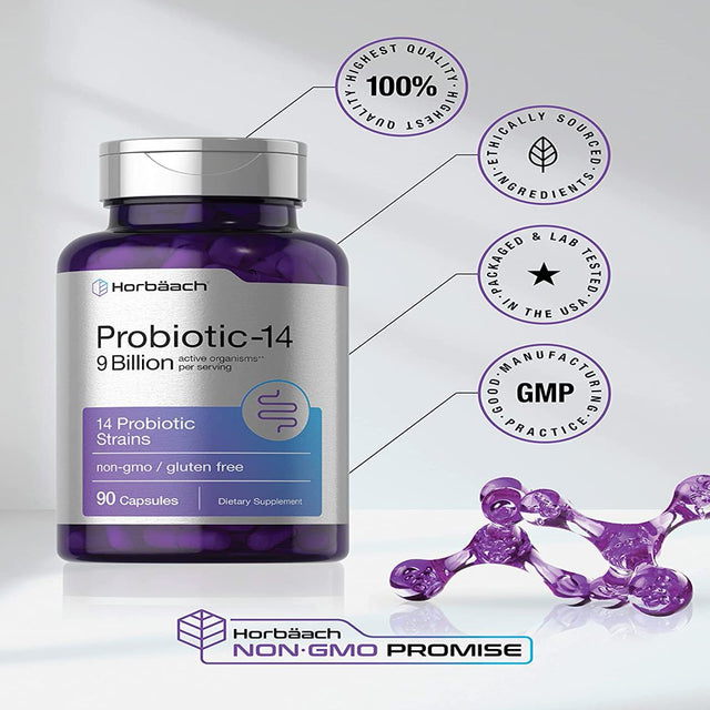 Probiotics for Women & Men | 9 Billion CFU | 90 Capsules | by Horbaach