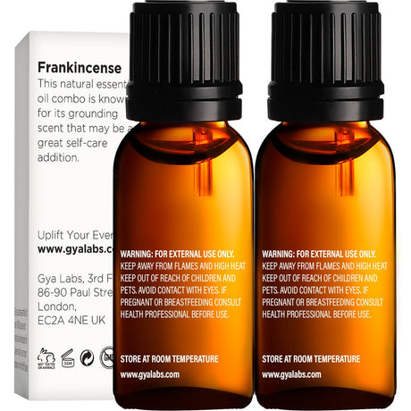 Gya Labs Frankincense and Myrrh Essential Oil for Diffuser & Aches - Therapeutic Grade Frankincense and Myrrh Essential Oils for Skin & Candle Making (10Ml X 2)