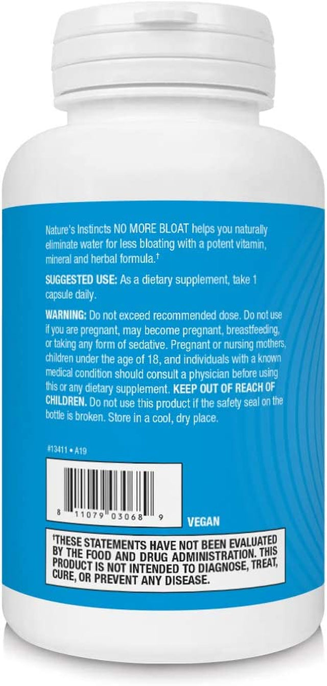 No More Bloat Herbal Supplement for Water Retention with Dandelion, Green Tea & Apple Cider Vinegar, 60Count (Packaging May Vary)