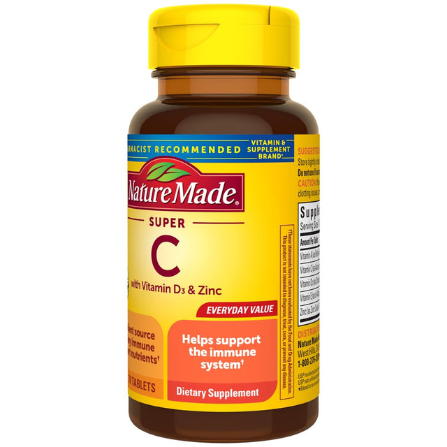 Nature Made Super C with Vitamin D3 and Zinc Tablets, Dietary Supplement, 70 Count