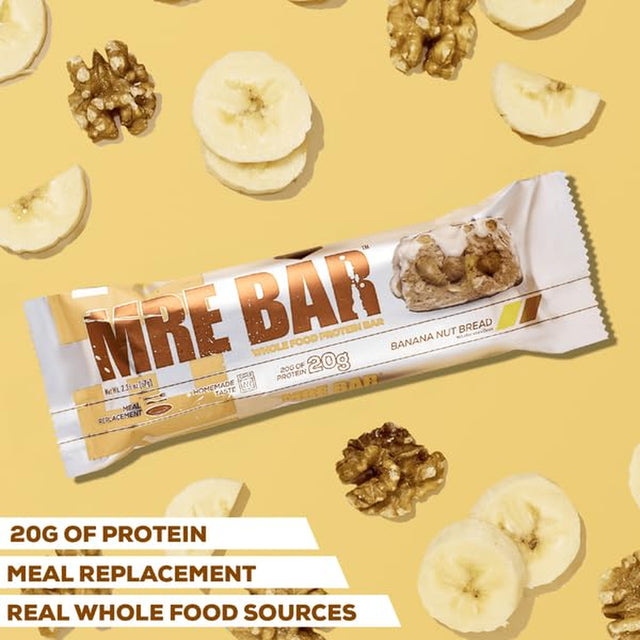 REDCON1 MRE Protein Bar, Crunchy Peanut Butter Cup - Contains MCT Oil + 20G of Whole Food Protein - Easily Digestible, Macro Balanced Low Sugar Meal Replacement Bar (12 Bars)