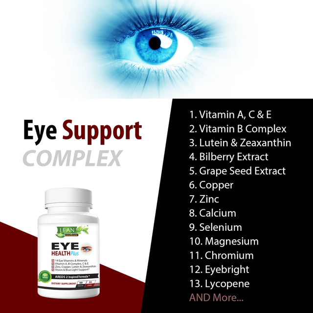 Areds 2 Eye Health plus W/ Copper, Vitamin a B C E, Lutein & Zeaxanthin, Quercetin, Zinc, Bilberry Extract, Biotin - Sight Care, Dryness, Strain, Night Vision, Macular Supplement for Adults 60 Capsule