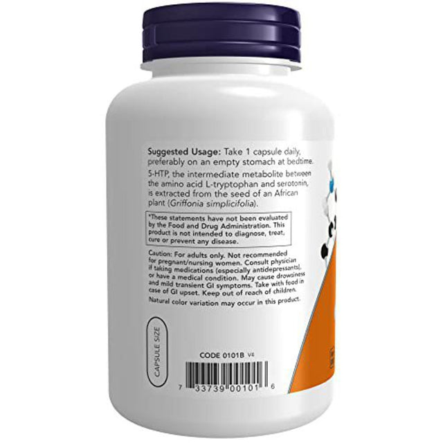 NOW Supplements, 5-HTP (5-Hydroxytryptophan) 50 Mg, Neurotransmitter Support*, 180 Veg Capsules